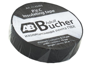 Изолента AB Adolf Bucher черная ПВХ 19мм*25м, 0,13 мм - Замена стекла, оборудование, инструмент, Ремонт стекол, Полировка стекол. Защитная пленка ClearPlex. Тонировочная пленка.